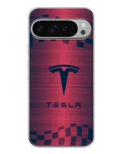 Чохол для Google Pixel 9 Pro XL з картинкою «Тесла червоний карбон»