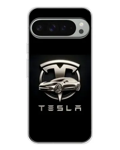 Чохол для Google Pixel 9 Pro XL з картинкою «Tesla — срібне авто»