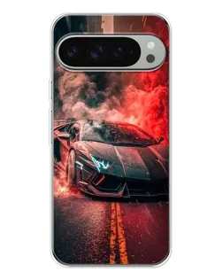 Чохол для Google Pixel 9 Pro XL з картинкою «Lamborghini червоний дим»