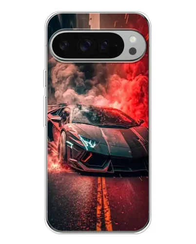 Чохол для Google Pixel 9 Pro XL з картинкою «Lamborghini червоний дим»