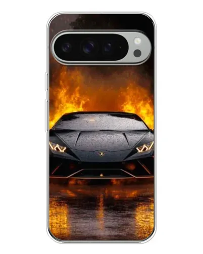 Чохол для Google Pixel 9 Pro XL з картинкою «Lamborghini у вогні»