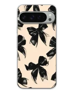 Чехол для Google Pixel 9 Pro XL с картинкой «Паттерн черные банты»