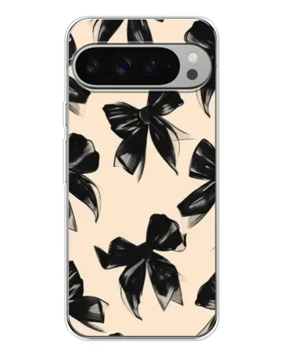 Чехол для Google Pixel 9 Pro XL с картинкой «Паттерн черные банты»