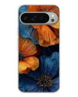 Чохол для Google Pixel 9 Pro XL з картинкою «Яскрава синьо-помаранчева флора»