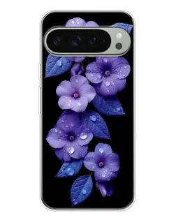 Чохол для Google Pixel 9 Pro XL з картинкою «Фіолетові квіти з росою»