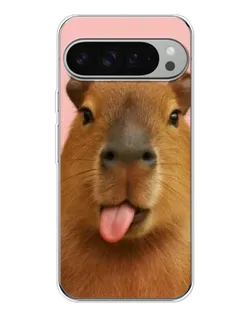 Чехол для Google Pixel 9 Pro XL с картинкой «Капибара с языком»