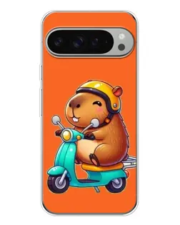 Чехол для Google Pixel 9 Pro XL с картинкой «Капибара на скутере»