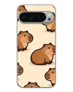 Чехол для Google Pixel 9 Pro XL с картинкой «Паттерн милых капибар»