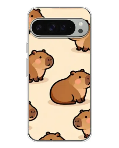 Чехол для Google Pixel 9 Pro XL с картинкой «Паттерн милых капибар»