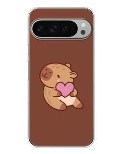 Чехол для Google Pixel 9 Pro XL с картинкой «Капибара с сердцем»