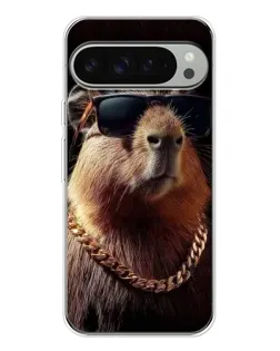 Чехол для Google Pixel 9 Pro XL с картинкой «Капибара золотая цепь»