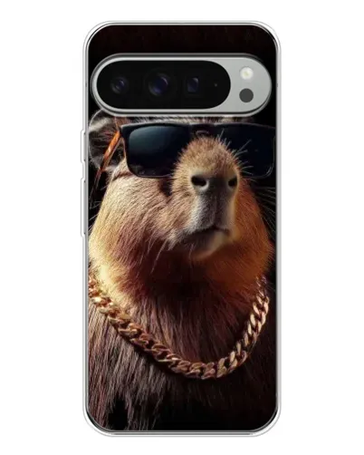 Чехол для Google Pixel 9 Pro XL с картинкой «Капибара золотая цепь»