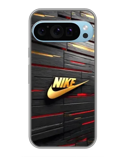 Чохол для Google Pixel 9 Pro з картинкою «Золотий Nike на металі»