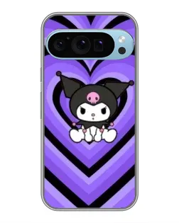 Чохол для Google Pixel 9 Pro з картинкою «Kuromi та фіолетові серця»