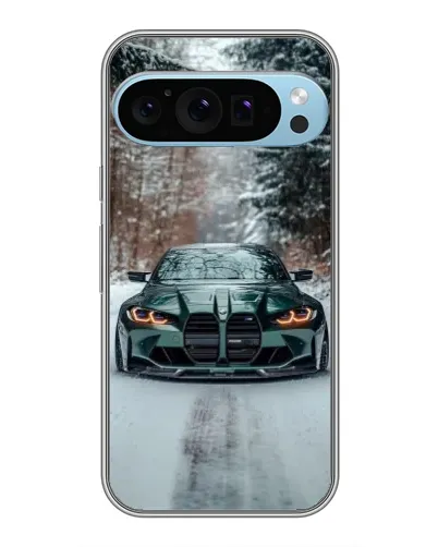 Чохол для Google Pixel 9 Pro з картинкою «BMW у зимовому лісі»