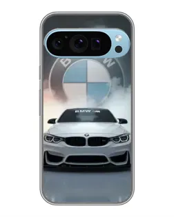 Чехол для Google Pixel 9 Pro с картинкой «BMW в белом дыму»