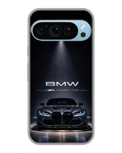 Чехол для Google Pixel 9 Pro с картинкой «BMW сквозь ночной город»