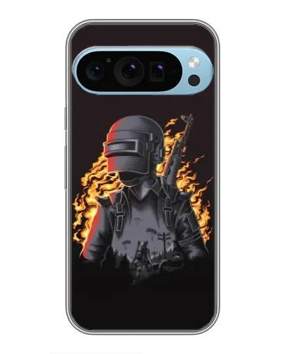 Чехол для Google Pixel 9 Pro с картинкой «PUBG — огненный силуэт»