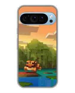 Чехол для Google Pixel 9 Pro с картинкой «Майнкрафт закат солнца»