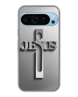 Чехол для Google Pixel 9 Pro с картинкой «Металлический крест Jesus»