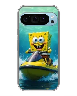 Чехол для Google Pixel 9 Pro с картинкой «Спанч Боб на гидроцикле»