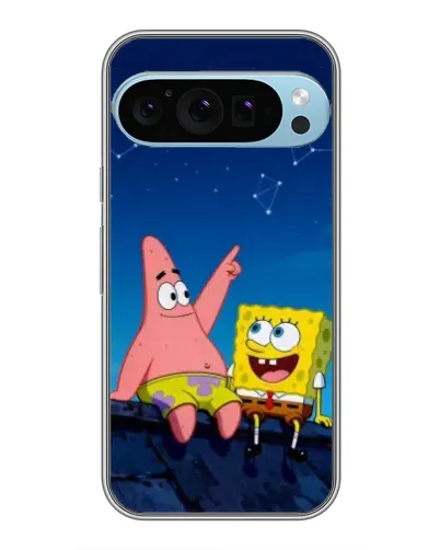 Чохол для Google Pixel 9 Pro з картинкою «Губка Боб та Патрік вночі»