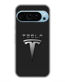 Чохол для Google Pixel 9 Pro з картинкою «Сталевий логотип Tesla»