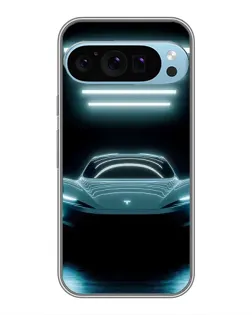 Чохол для Google Pixel 9 Pro з картинкою «Tesla в неоні»