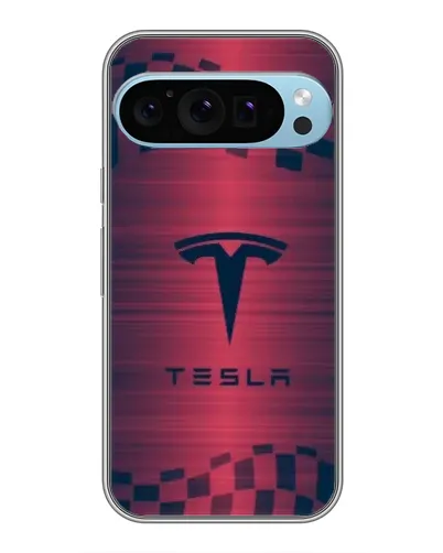 Чохол для Google Pixel 9 Pro з картинкою «Тесла червоний карбон»
