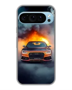 Чохол для Google Pixel 9 Pro з картинкою «Audi у вогняному диму»