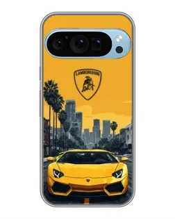 Чохол для Google Pixel 9 Pro з картинкою «Жовтий Lamborghini місто»