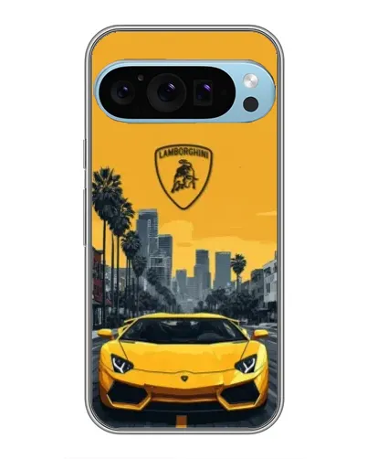 Чохол для Google Pixel 9 Pro з картинкою «Жовтий Lamborghini місто»