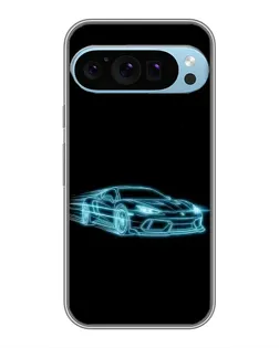 Чохол для Google Pixel 9 Pro з картинкою «Неоновий контур Lamborghini»