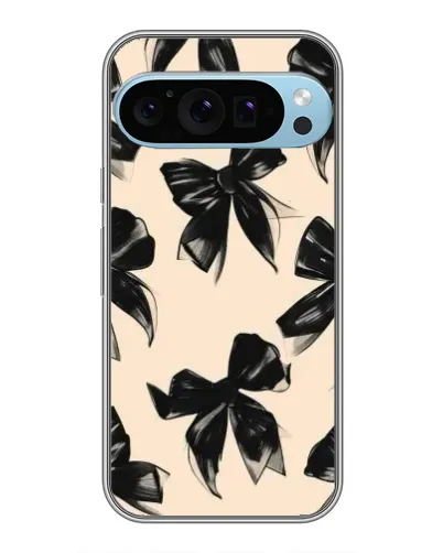 Чехол для Google Pixel 9 Pro с картинкой «Паттерн черные банты»