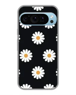 Чехол для Google Pixel 9 Pro с картинкой «Ромашки на черном»