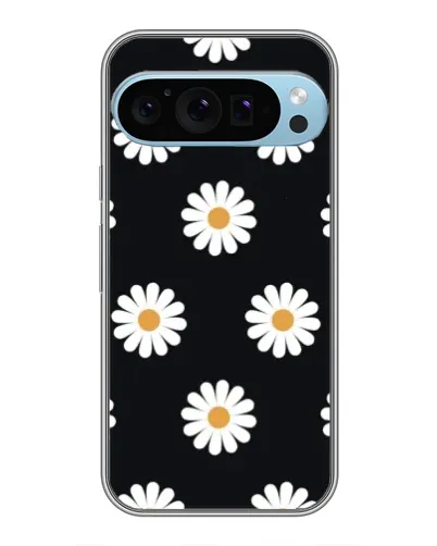 Чехол для Google Pixel 9 Pro с картинкой «Ромашки на черном»