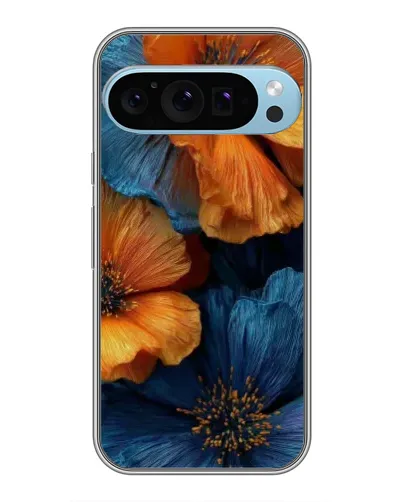Чохол для Google Pixel 9 Pro з картинкою «Яскрава синьо-помаранчева флора»