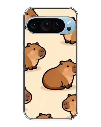 Чохол для Google Pixel 9 Pro з картинкою «Паттерн милих капібар»