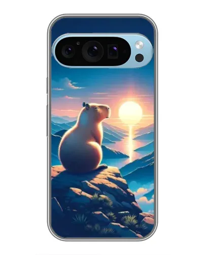 Чохол для Google Pixel 9 Pro з картинкою «Захід сонця з капібарою»