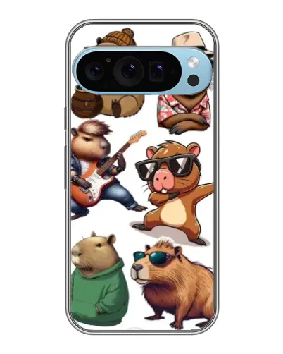 Чохол для Google Pixel 9 Pro з картинкою «Круті капібари музиканти»