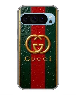 Чехол для Google Pixel 9 с картинкой «Gucci — фирменная полоса и золото»