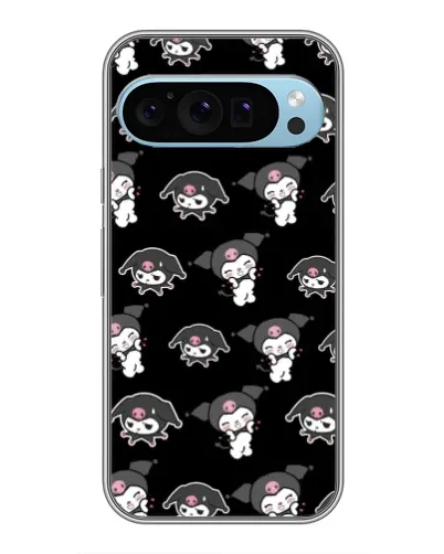 Чехол для Google Pixel 9 с картинкой «Черный паттерн Kuromi»