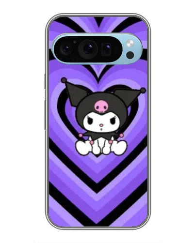 Чехол для Google Pixel 9 с картинкой «Kuromi и фиолетовые сердца»