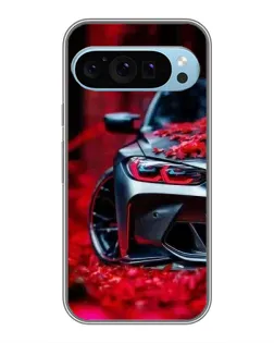 Чохол для Google Pixel 9 з картинкою «Спортивна BMW та квіти»