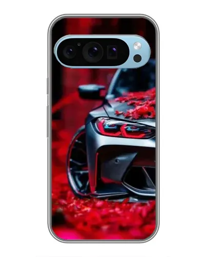 Чохол для Google Pixel 9 з картинкою «Спортивна BMW та квіти»