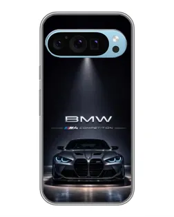 Чехол для Google Pixel 9 с картинкой «BMW сквозь ночной город»