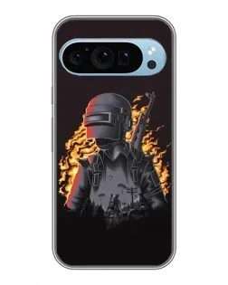 Чехол для Google Pixel 9 с картинкой «PUBG — огненный силуэт»