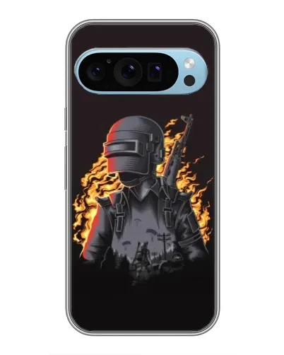 Чехол для Google Pixel 9 с картинкой «PUBG — огненный силуэт»