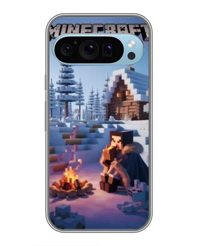 Чехол для Google Pixel 9 с картинкой «Зимний Minecraft»