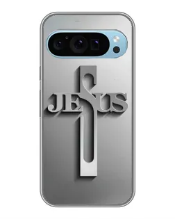 Чехол для Google Pixel 9 с картинкой «Металлический крест Jesus»